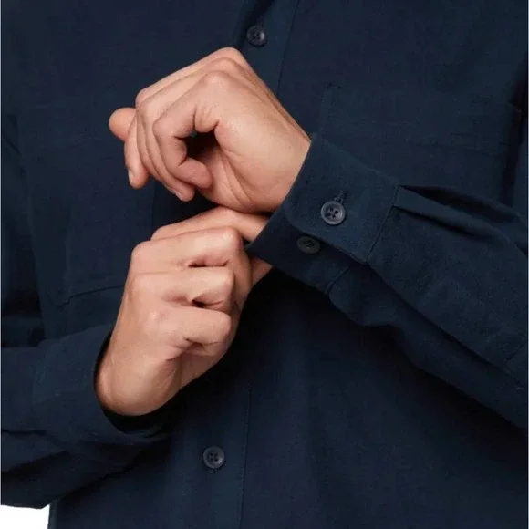 Woolrich Chamois Shirt Men Small 100% Cotton Long Sleeve Button Down Navy NWT - Picture 9 of 10